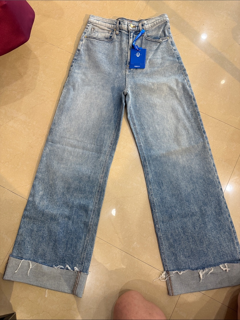 RUDES Adeline Cuffed Wide Leg Light Blue Women's Jeans